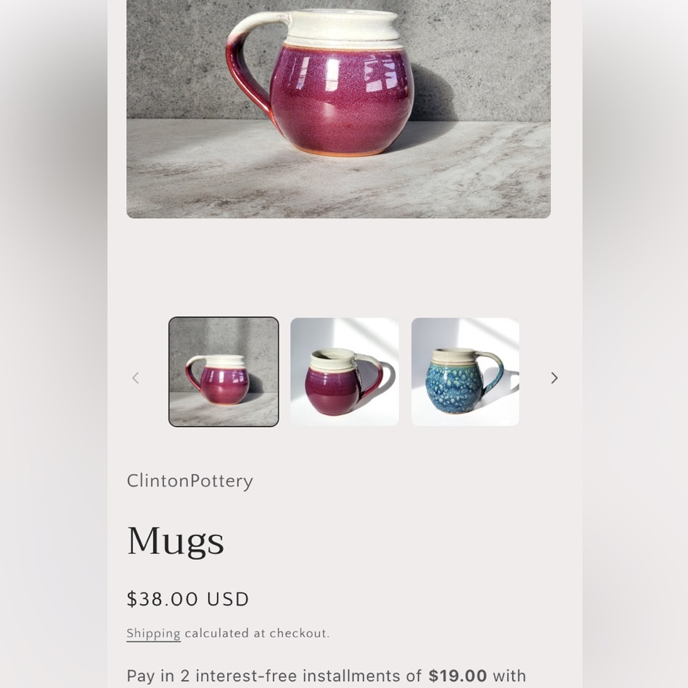 Rustic Red and Cream Pottery Pitcher and Mug Set - Picture 5 of 7